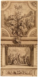 Estudo para decoração de escadaria, Hanbury Hall de James Thornhill